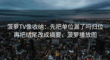 菠萝TV像收纳：先把单位漏了吗归位再把结尾改成摘要，菠萝播放图