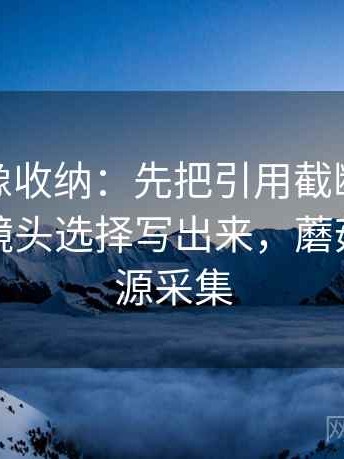 蘑菇tv像收纳：先把引用截断了吗归位再把镜头选择写出来，蘑菇影视资源采集