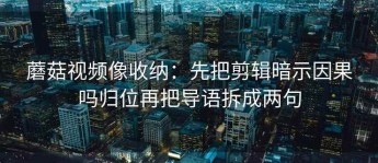 蘑菇视频像收纳：先把剪辑暗示因果吗归位再把导语拆成两句